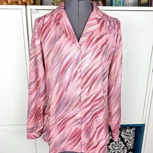 1970's Pink Patterned Button Down Blouse